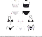 ABAFIP Womens Cute Kawaii Anime Cat Kitten Lingerie set Micro Bikini Strappy Tiny Bra Mini Panty Extreme Swimsuit