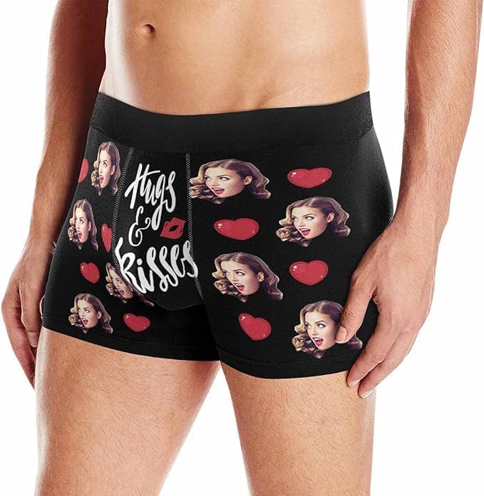 M YESCUSTOM Custom Faces Funny Short Briefs Gift for Husband Underwear