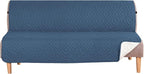 H.VERSAILTEX Futon Cover Reversible Sofa Slipcover Furniture Protector Water Resistant 2 Inch Wide Elastic Straps Sofa Bed Pets Kids Dog Cat Fit Sitting Width Up to 70"(Futon, Dark Blue/Beige)