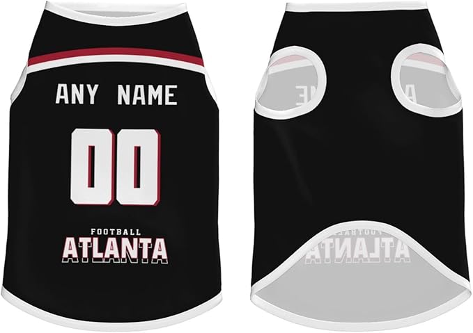 Atlanta Custom Pet Jersey Dog Clothes Jersey Various Sizes Customized Any Name & Number for Small & Middle and Big Dogs