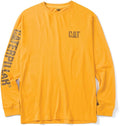 Caterpillar Trademark Banner Long Sleeve Tee Shirts for Men with Center Back Neck Wire Management Loop and Cat Workwear Logo