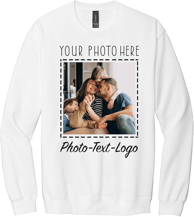 Personalized Clothing with Your Photo Custom T-Shirts, Sweatshirts & Hoodies Add Text or Logo Front