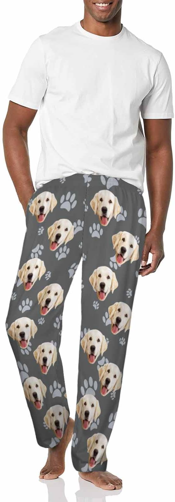 MyPupSocks Custom Pajama Pants for Pet Lover, Personalized Photo Face Printed Pajama Bottoms Sleepwear with Pockets