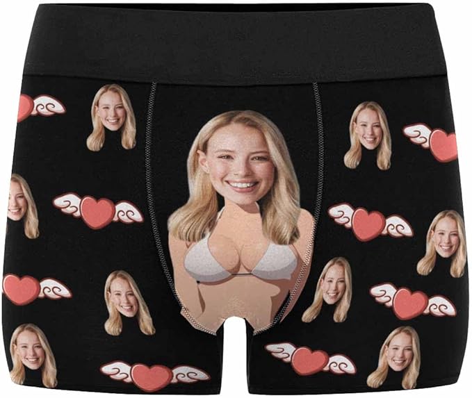 M YESCUSTOM Custom Faces Funny Short Briefs Gift for Husband Underwear