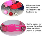 THAIN Basic Adjustable Cat Collar Bling Diamond Breakaway with Bell for Kitten Girl boy (Pink)