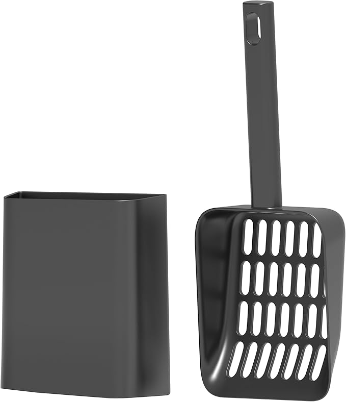 Cat Pooper Scooper, 2 in 1 Cat Litter Scoop with Holder Stand Cat Stuff Cat Scooper for Litter Box Cat Accessories Cat Supplies Kitty Litter Scoop Heavy Duty and Easy Clean Scoop Away Cat Litter