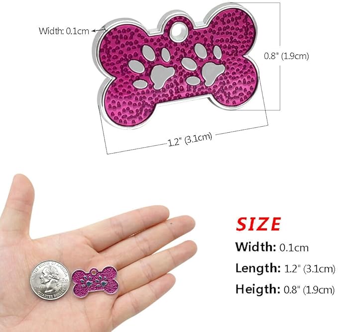 Personalized Dog/Cat Cute Paw Pet ID Tag for Pet Collar or Key Chain - cat Name tag, Personalized cat id tag, Kitten Name tag, Kitten id tag (Bone-Shaped-Small: Purple)