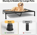 Veehoo Elevated Dog Bed Large Sized with Fluffy Plush Bolster Cushion, Washable Orthopedic Dog Couch Bed, Cooling Raised Pet Cot with Removable Mat, Breathable Mesh, No-Slip Feet, 53 x 37 inches, Grey