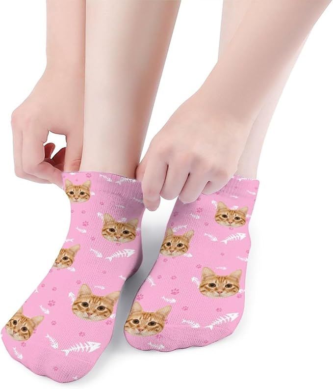 Personalized Ankle Socks with Face Custom Photo Socks Low Cut Ankle Socks Athletic Socks Valentine's Day Gifts for Women Men