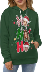 Artsadd Custom Face Unisex athletic Pockets Sweatshirt Loose Hoodie Custom Christmas Long Sleeve Sweatshirt Hooded Pullover