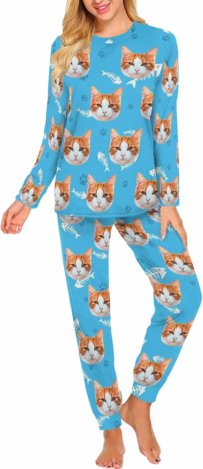MyPupSocks Custom Face Pajamas Sets for Women, Personalized Photo Sleepwear XS-XXL