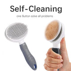 Self Cleaning Slicker Brush - Cat Brush Skin-Friendly Deshedding Grooming Massaging Tool for Long & Short Haired Pets, Cat Hair Brushes Easy Removes Undercoat for Dogs Cats Rabbits-UPGRADED, Gray