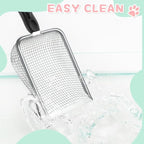 Metal Cat Litter Scoop,Sturdy Litter Cleaner Corner Shovel,Stainless Steel Mesh Litter Shovel,Easy to Clean Reptile Terrarium Sand Waste(Black)-Christmas
