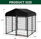 Dog Kennel Outdoor with Roof, 4'x4.2'x4.5' Welded Wire Dog Enclosures for Outside, Heavy Duty Dog Crate with UV-Resistant Waterproof Cover