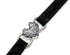 CHUKCHI Pink Soft Velvet Safe Cat Adjustable Collar with Crystal Heart Charm and Bells 8-11 Inches(Black+Pink)