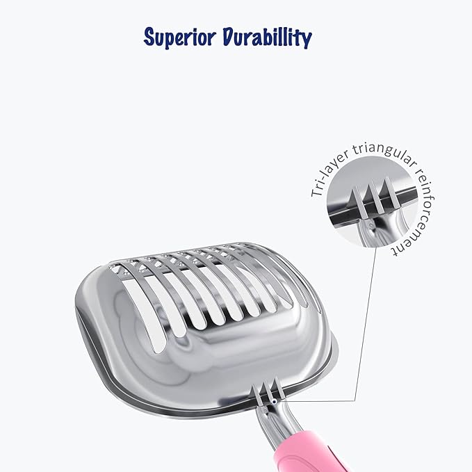 WePet Cat Litter Scoop, Aluminum Alloy Sifter, Kitty Metal Scooper, Deep Shovel, Long Handle, Poop Sifting, Kitten Pooper Lifter, Durable, Heavy Duty, for Litter Box