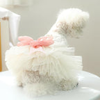 Fashion Sweet Puppy Dog Blingbling Princess Skirt Pet Dog Lace Cake Camisole Tutu Dress G-White M
