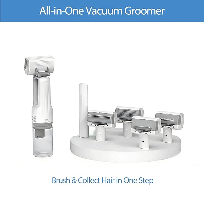 5-in-1 Cordless Pet Grooming Vacuum & Deshedding Tool - Rechargeable All-in-One Brush with Vacuum for Cats and Dogs, 5 Attachments for Dematting, Shedding & Home Cleaning (new box)