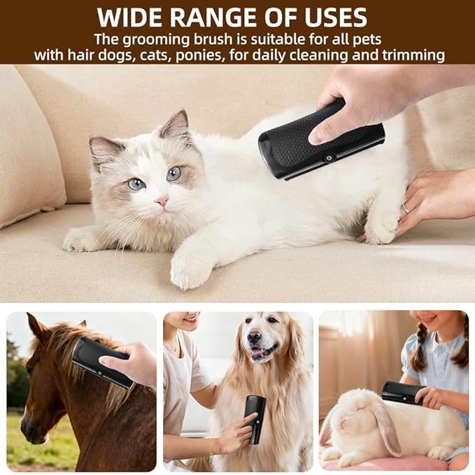 Deshedding Dog Brush, Groom Pro Dog Brush with Reusable Lint Roller, Grooming Tool for Cats, Dogs, Rabbits, Horses, Hamsters | Itching Relief & Gift for Pet Lovers
