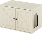 Furinno Peli Farmhouse Cat Litter Box Enclosure, White Wash