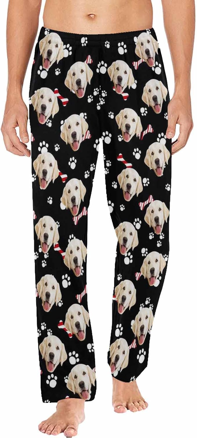 MyPupSocks Custom Pet Face Pajamas Pants Photo Pajama Bottoms for Men S-XXL