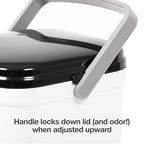 PetFusion Portable Cat Litter Disposal; Innovative Dog Poop Trash Can with Locking Handle, included Deodorizer; Built-in Poop Bag Holder; With 10 Waste Bags; White and Black