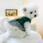 Fashion Sweet Puppy Dog Blingbling Princess Skirt Pet Dog Lace Cake Camisole Tutu Dress H-Dark Green S