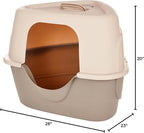 Amazon Basics Cat Litter Box with Lid, No-Mess, Enclosed Spacious Design with Odor Control, Charcoal Filter, 26" x 23" x 20", Charcoal