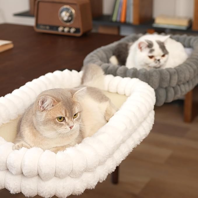 CHEERPALS Cat Desk Bed with Reversible Cushion, 90°Foldable Cat Hammock for Desk Mounted, Suitable for Medium-to-Large Cats and Puppy, Clowd Series(Grey, Large)