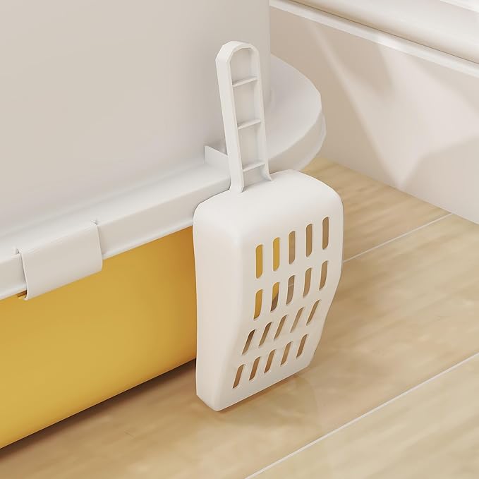 PawHut Cat Litter Box, Covered Kitty Litter Box with Lid, Scoop, Deodorizing Bags for Odor Control, Privacy, Portable, Easy to Clean, Yellow