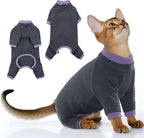 PUMYPOREITY Sticky Hair Cat Clothes, Prevent Hair Loss Cat Pajamas, Soft Cat Sweaters for Cats Only, Cat Hair Sticky Onesie, Cat Recovery Suit After Surgery, Black, 2XL