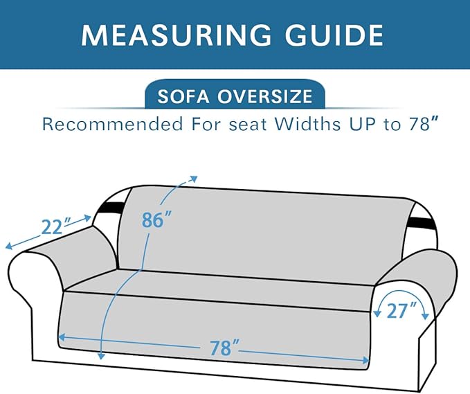 H.VERSAILTEX Reversible Couch Cover Sofa Cover for 3 Cushion Couch Water Resistant Dog Couch Protector Furniture Cover for Pet Non Slip Sofa Couch Cover with Elastic Strap(Oversized Sofa, Black/Grey)
