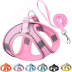 Small Dog Harness and Leash Set, No-Pull Puppy Harness for Outdoor Walking, Breathable Mesh Reflective Cats Vest for XXS Xs Small Medium Breed Pet Dogs, Pink S