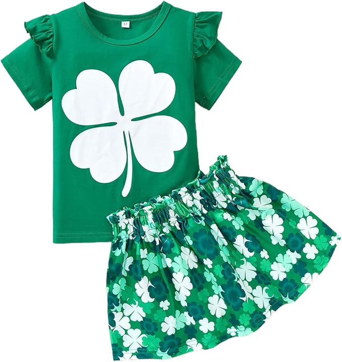 Akyzic Little Girl Skirt Outfit Two Piece Spring Summer Outfit Butterfly Dress Cat Print Skirt Toddler Girl Outfit Set