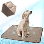 Washable Dog Cooling Mat Ice Silk Cooling Mat for Dogs Pet Self Cooling Pad Blanket Dog Cooling Pad for Indoor & Outdoor Car Seats (Coffee, 28x22 in)