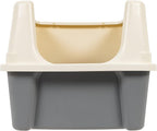 Amazon Basics Large Cat Litter Box with High Sides, Open Top for Easy Access, Includes Scoop with Storage, 19" x 15" x 11.75", Grey/Beige