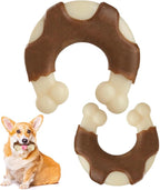 Durable Nylon Dog Bones, 2 Pack Dog Toys for Aggressive Chewers, Beef-Flavored U-Shaped Bone Chew Toys for Largel/Medium/Small Dogs, Teething and Boredom Relief