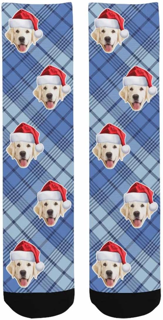 Artsadd Personalized Christmas Pajama Pants Socks for Men Custom Photo Pajama Bottoms for Men S-XXL