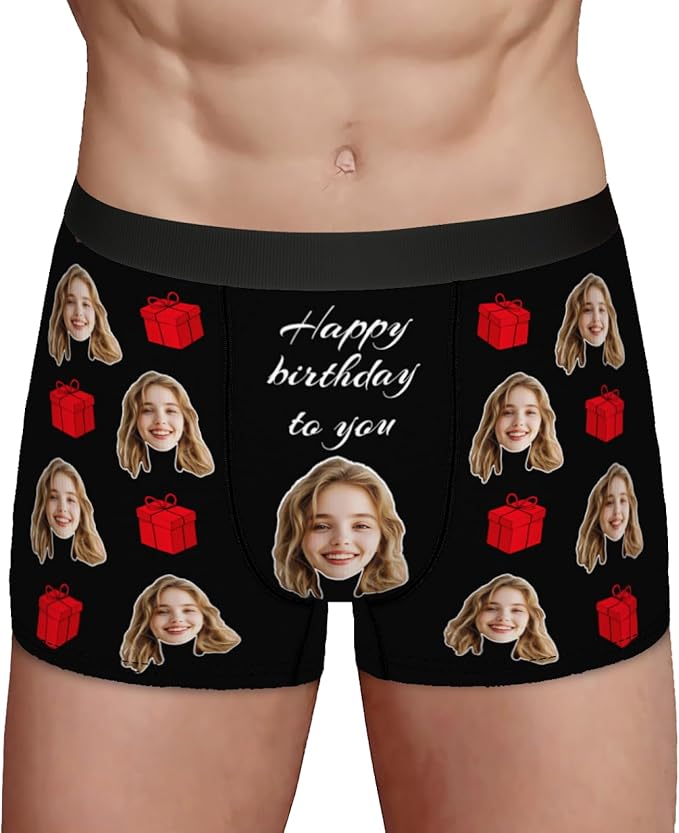 Personalized Underwear for Men with Face Custom Face Boxers Customized Boxer Briefs Funny Gifts for Him Husband Boyfriend