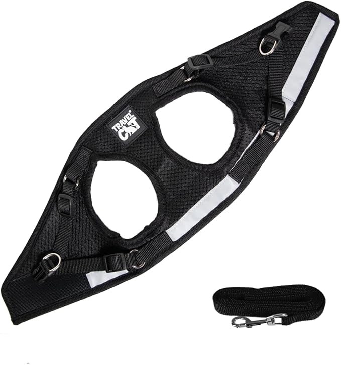 Travel Cat Harness and Leash Set - Adjustable Fit Mesh Cat Harness and Reflective Strap - Comfort Walking Vest for Kitten for Outdoor Walking, Hiking (Small, Black)