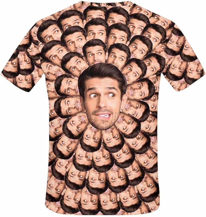 M YESCUSTOM Custom Funny Tshirts for Men Women Personalized Face Tshirt with Picture Customized Tee Gift for Dad Mom Husband