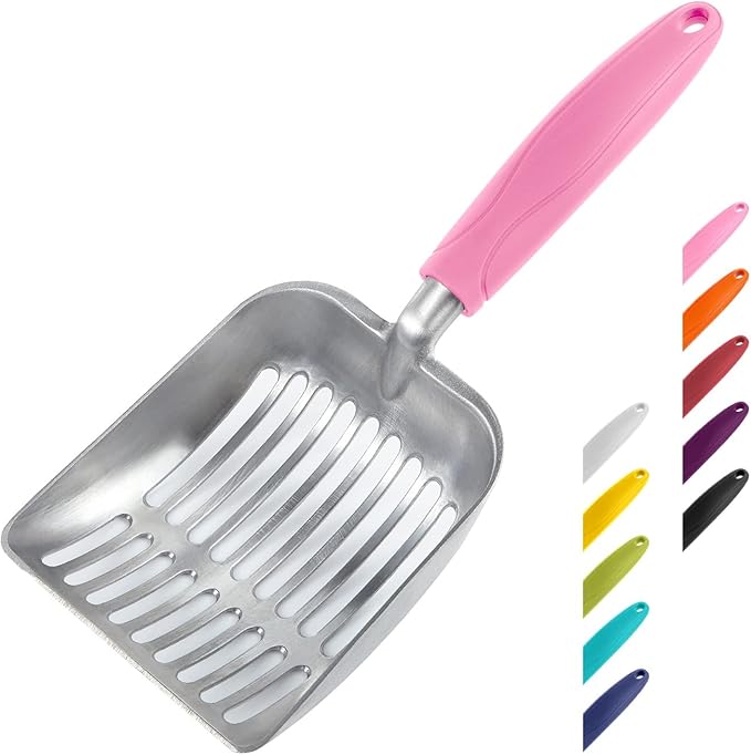 WePet Cat Litter Scoop, Aluminum Alloy Sifter, Kitty Metal Scooper, Deep Shovel, Long Handle, Poop Sifting, Kitten Pooper Lifter, Durable, Heavy Duty, for Litter Box