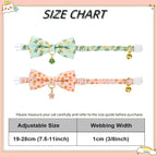 2 Pack Floral Cat Collars with Bow Tie and Bell Adjustable Breakaway Bowtie Cute Kitten Collar(Green & Yellow Flowers)
