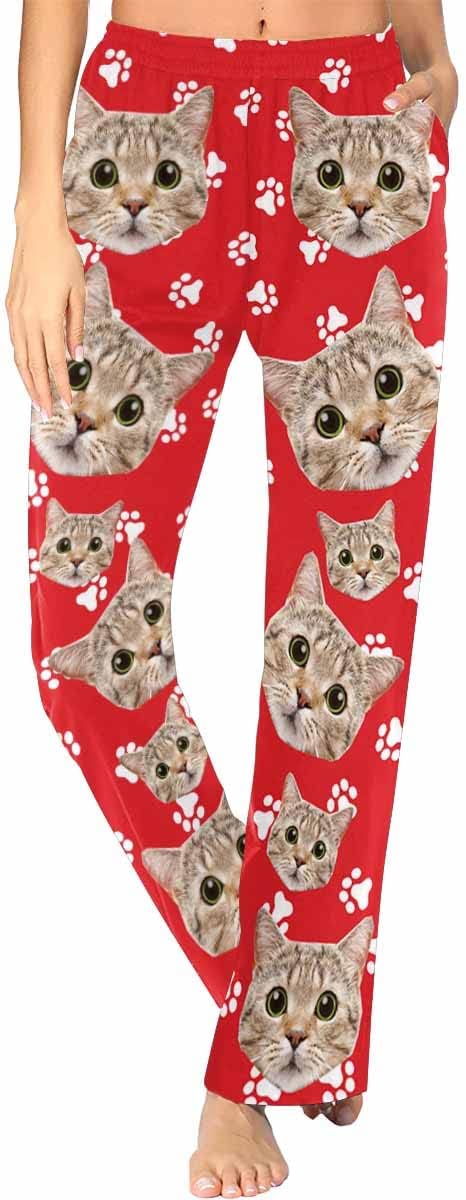 FunStudio Personalized Pajama Pants for Women Custom Photo Face Printed Pajama Bottoms with Pockets