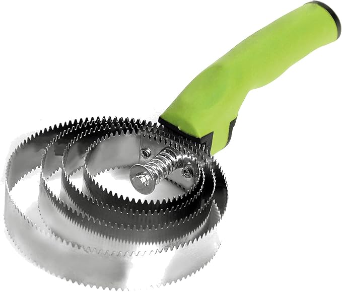 Reversible Stainless Steel Curry Comb with Soft Touch Grip (Neon Green)