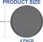 4 PCS Thickened Pet Silicone Food Mat, Nonslip Waterproof Cat Dog Feeding Bowl Mats with Raised Edges for Food and Water Prevent Spills, Round Eating Tray for Floors, Puppy Kitten, 10'' x 10''