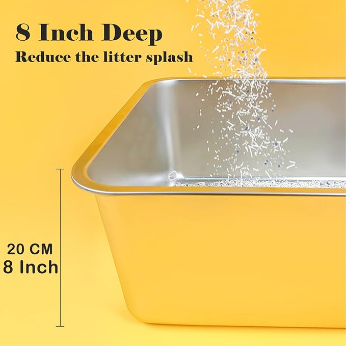 LIHONG Stainless Steel Cat Litter Box,Extra Large Metal Litter Box for Big Cats Kitty Rabbits,No Smell,Non Stick,Easy to Clean(24" Lx16 Wx8 H,XL)