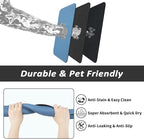 Dog Food Mat - Absorbent Cat Mat for Food and Water, No Stains Pet Feeding Bowl Mat, Easy to Clean Pet Placemats, Quick Dry Dog Water Dispenser Mat for Messy Drinkers | Blue 18"x34"