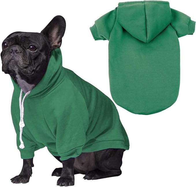 Green Dog Hoodie, Dog Clothes for Medium Dogs, Fleece Pet Sweater