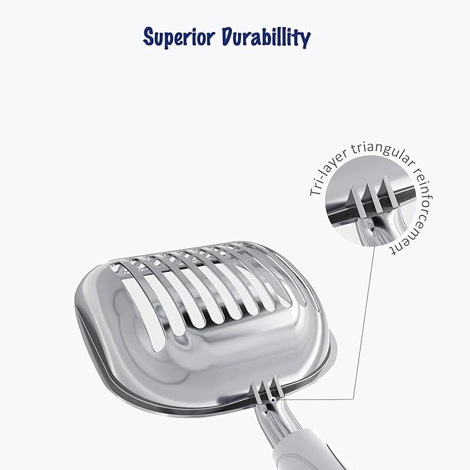 WePet Cat Litter Scoop, Aluminum Alloy Sifter, Kitty Metal Scooper, Deep Shovel, Long Handle, Poop Sifting, Kitten Pooper Lifter, Durable, Heavy Duty, for Litter Box